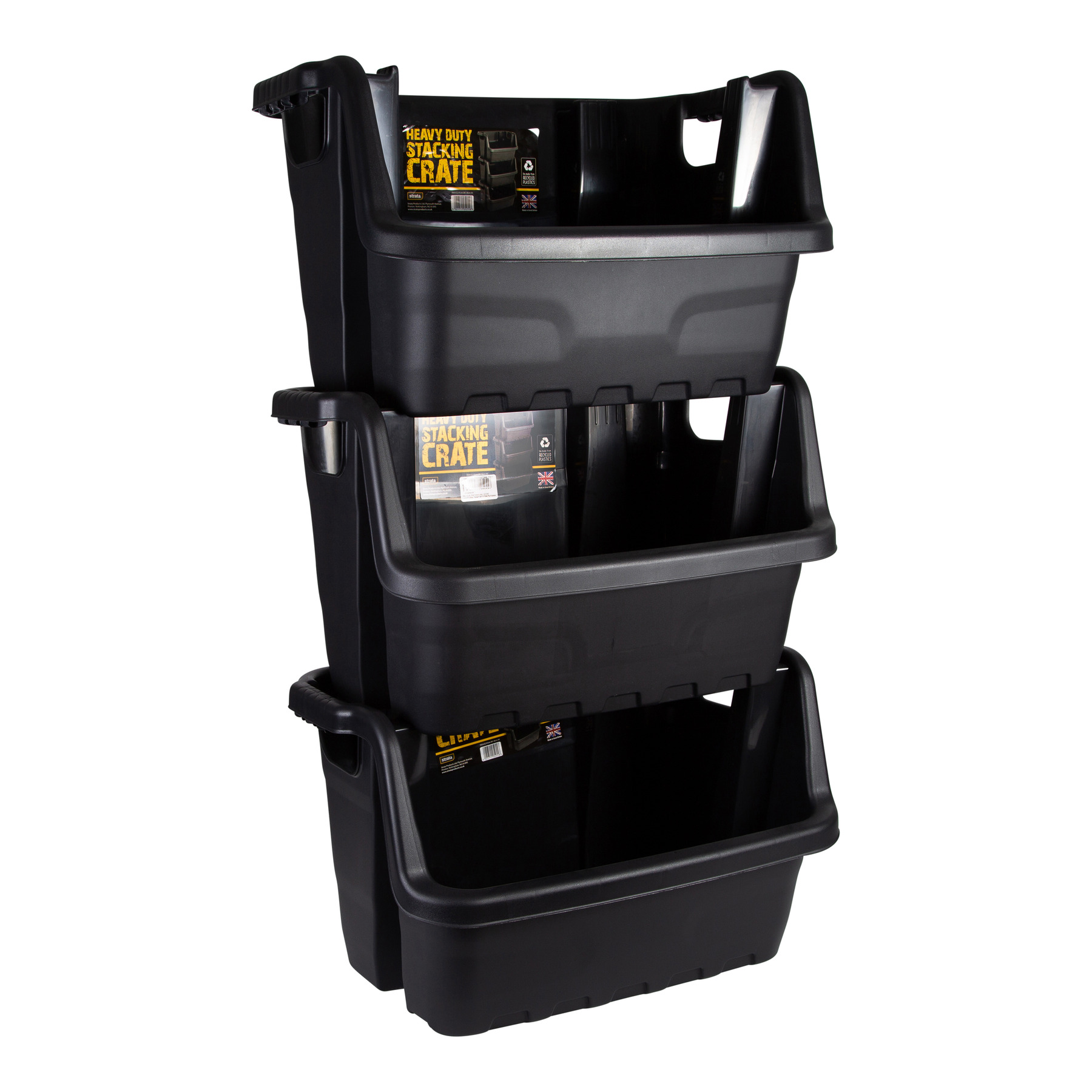 Strata Heavy Duty Stackable Tool Crate Set 3-Black