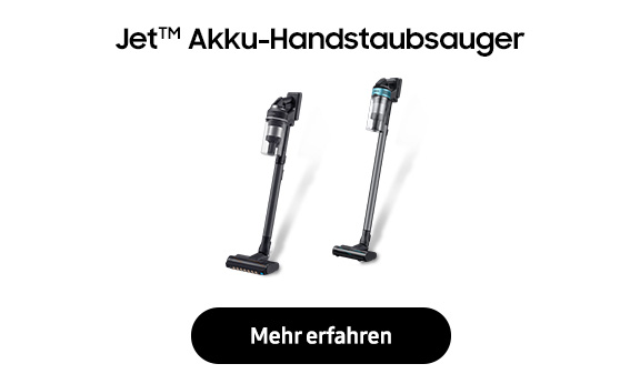 Die Akku-Handstaubsauger der Samsung Jet™ -Serie überzeugen dank ihrer leistungsstarken Digital Inverter Motoren mit einer beeindruckenden Saugkraft¹.