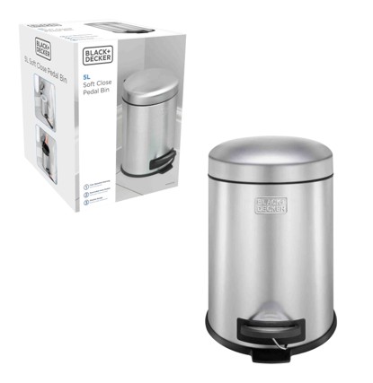 BLACK+ DECKER 5L Dome Lid Pedal Bin - Stainless Steel