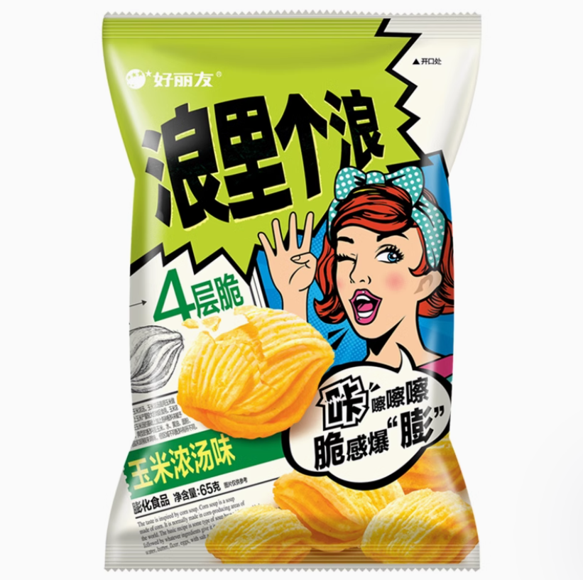 Orion potato chips corn flavour 65g 好丽友 浪里个浪-玉米味65g
