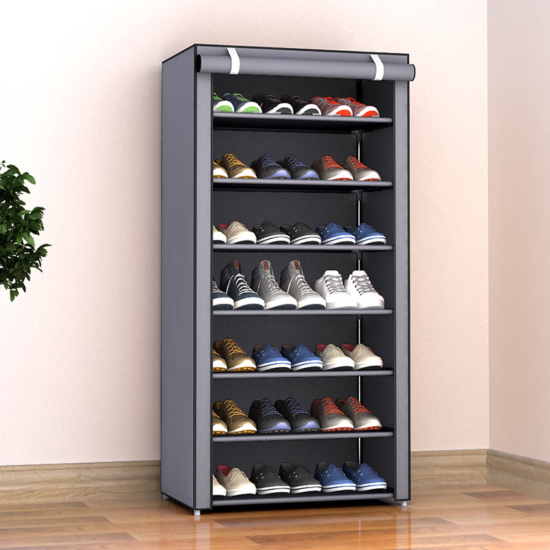 Evershine Simple Shoe Rack Assembly Dust proof Thickened Non Woven Fabric and Multiple Layers Gray Color Grey
