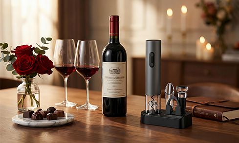 Unlock, pour, preserve in one elegant set, complete with a stylish base. It is designed for seamless wine enjoyment from opening to storing.