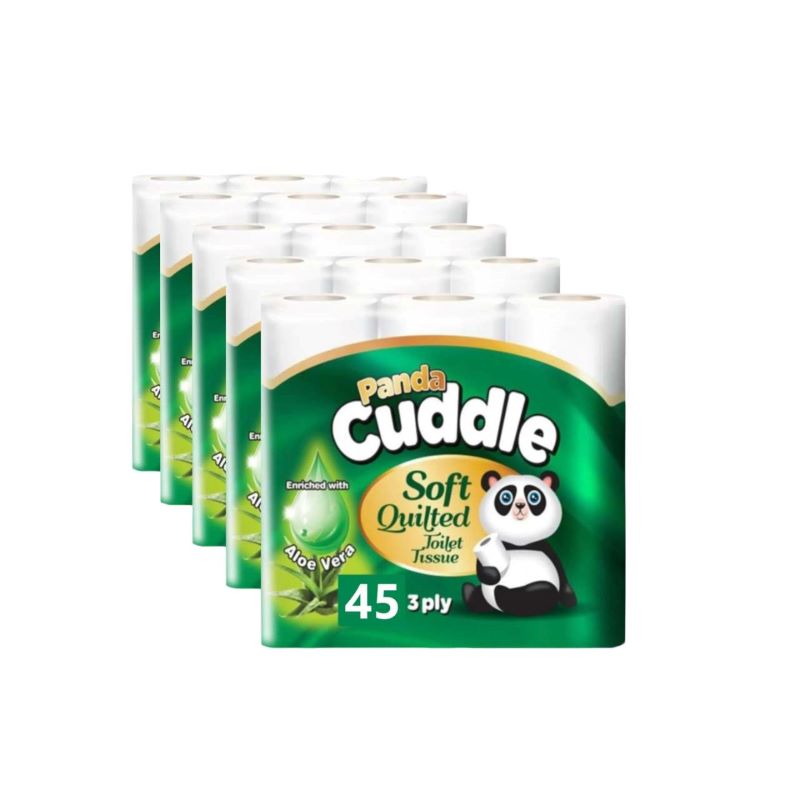 PANDA CUDDLE 45 ALOE VERA Toilet Tissue panda cuddle soft quilted toilet paper White Tissue 3 Ply