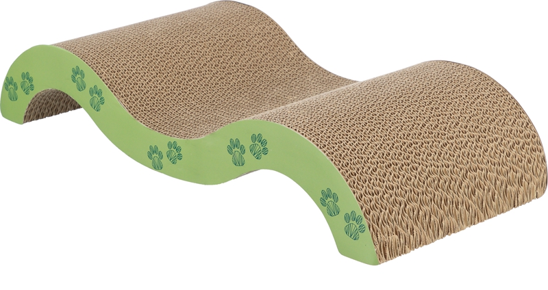 Vague à gratter, carton, herbe à chat, 50 × 9 × 23 cm, vert