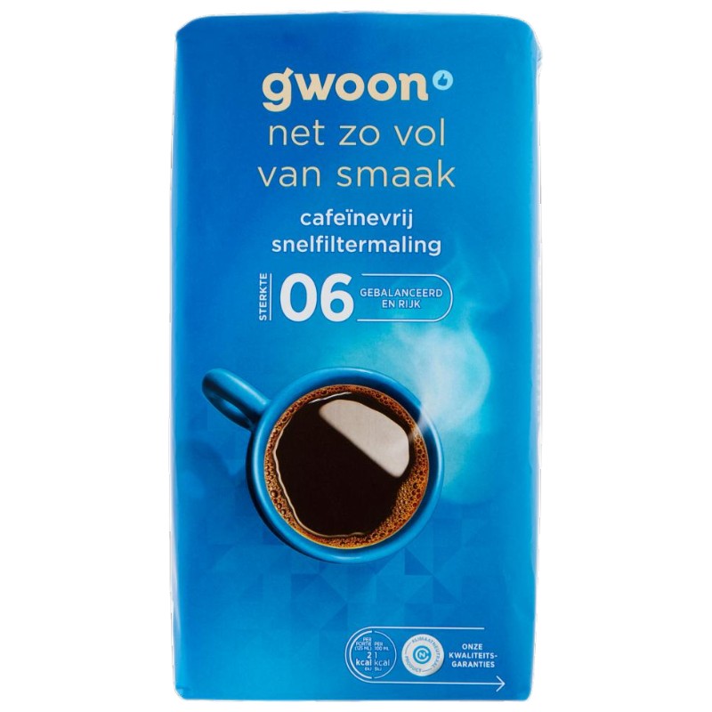 Gwoon G'woon Cafeinevrij Snelfiltermaling Sterkte 6 500g