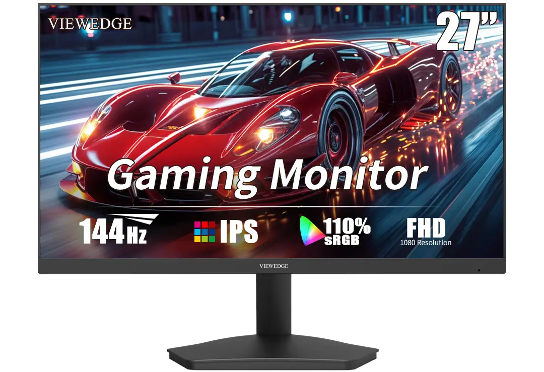 Viewedge 27" FHD 16:9 IPS monitor: 144Hz, 1ms, 178° viewing angle, flicker-free & blue light filter. VGA/HDMI, wall-mountable.
