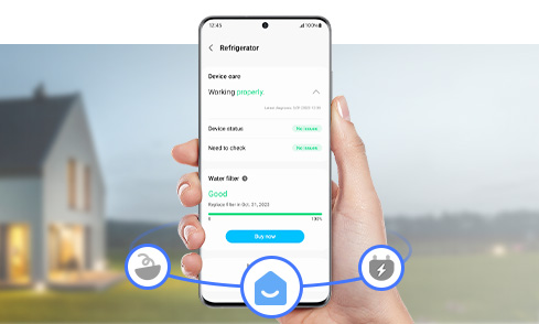 Damit kannst du den Status des Geräts überprüfen und wirst an bestimmte Hinweise, wie den Wechsel des Wasserfilters erinnert.