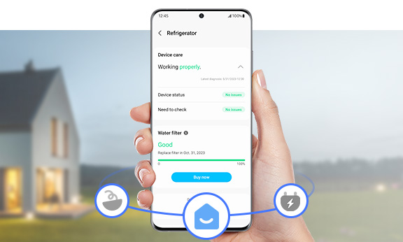 Damit kannst du den Status des Geräts überprüfen und wirst an bestimmte Hinweise, wie den Wechsel des Wasserfilters erinnert.
