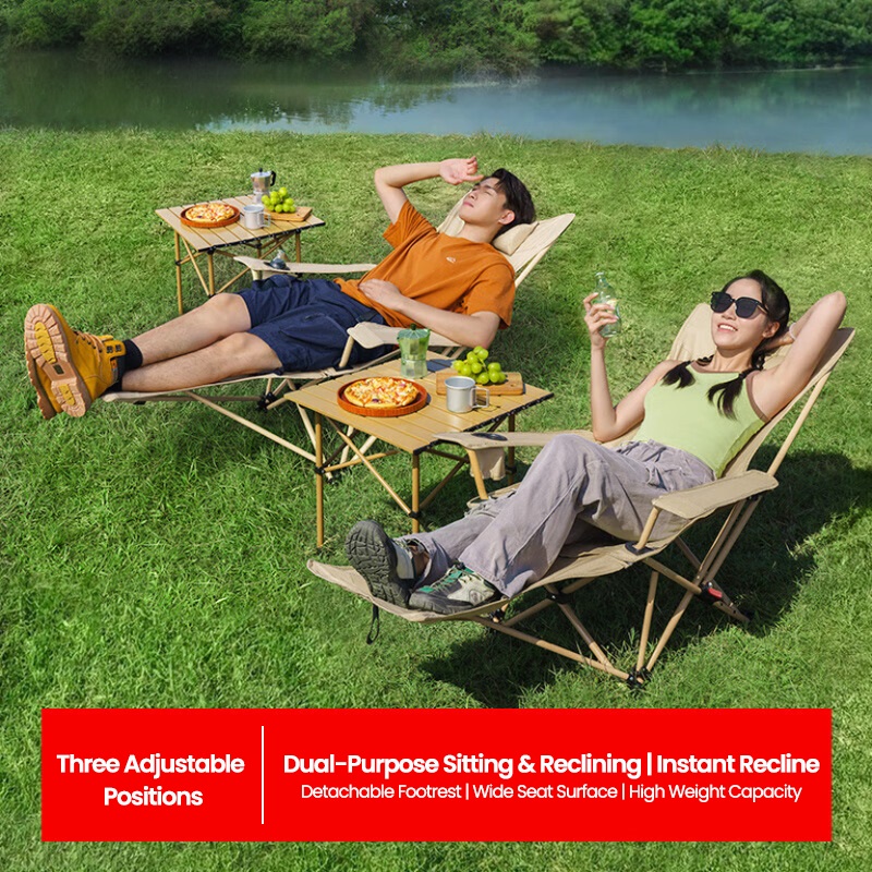 J.Zao Outdoor Folding Chair - Reclining Camping Chair - Adjustable & with Footrest - Fishing Chair Dual-purpose Folding Chair