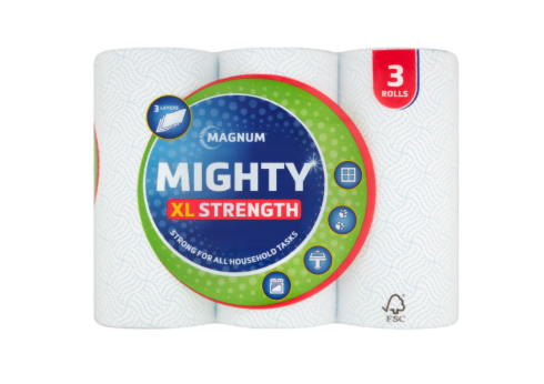 Magnum Mighty XL Strength Kitchen Towel 3-Ply 3 Rolls