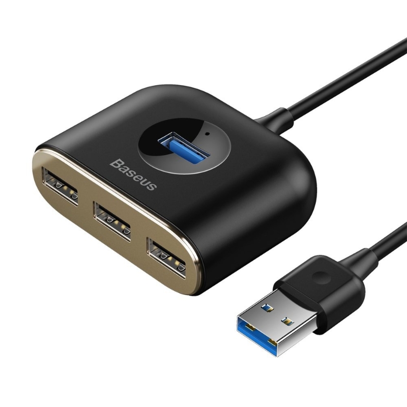 Baseus Reduction SQUARE USB-Adapter (4-in-1, 100 cm) – Schwarz