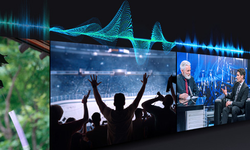 Adaptive Sound Pro optimiert den Klang unter Berücksichtigung der Eigenschaften des Raums und des Audioinhalts.¹⁰