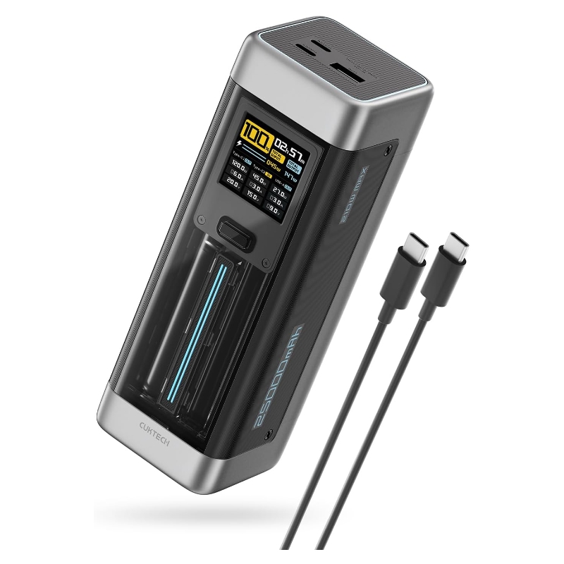 CUKTECH NO.20 Power Bank 25.000mAh, 140W USB C Draagbare Laptop Oplader, 3-Port PD3.1 Snellaad P23 Kleur: Grijs