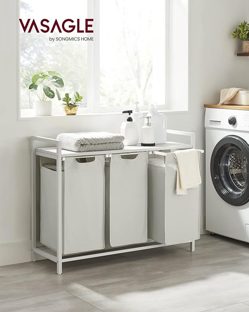 Compartments Laundry Basket with Shelf Laundry Box Oxford Fabric