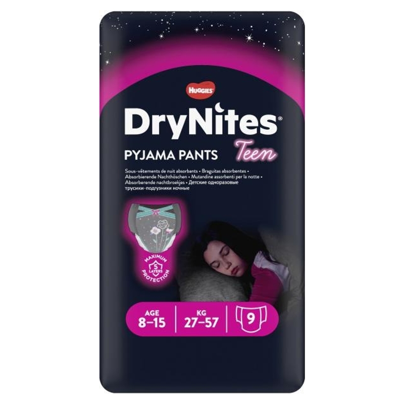 Huggies DryNites Pyjama Pants - Girls - 8-15 Years (27-57 kg) - 9 pieces