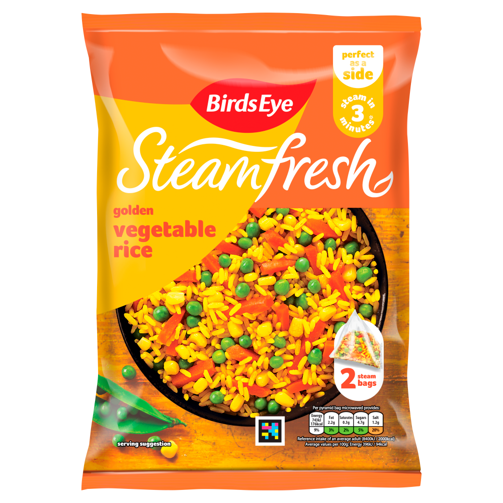 Birds Eye Steamfresh 2 Golden Vegetable Rice Steam Bags 380g