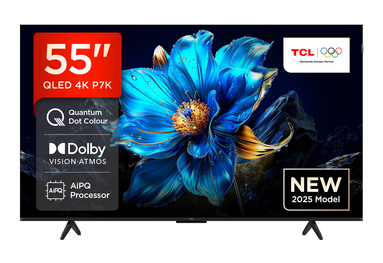 TCL 55P7K 55” QLED, Direct LED TV, 4K HDR TV, Smart TV Powered by Google TV (Dolby Vision & Atmos, Motion clarity, Hands-Free Voice Control, compatible with Google Assistant & Alexa)