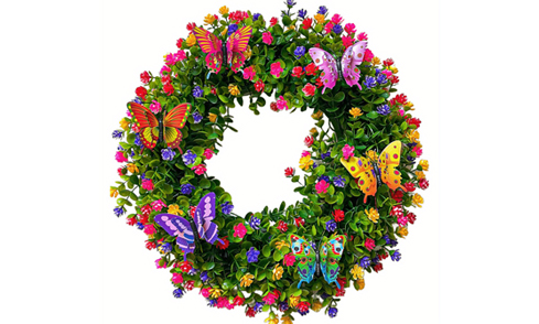 Selected high-quality simulated foliage and flowers are hand-woven, creating an exquisite and three-dimensional appearance, filling the space with a f