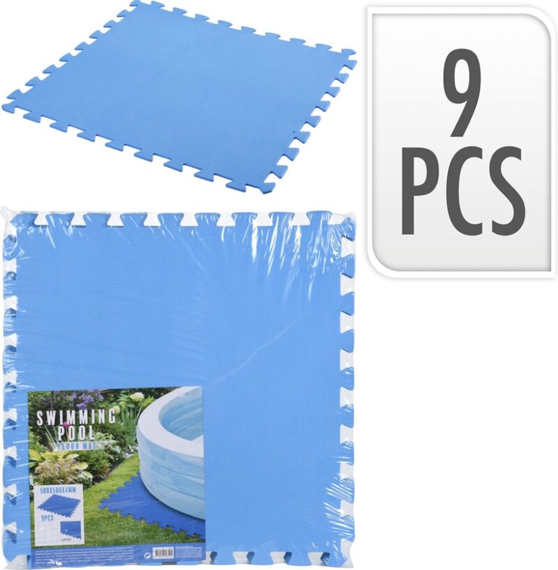 Free and Easy Dalles de piscine de 9 pièces - 2,25 m² - 50 x 50 x 0,4 cm - Bleu