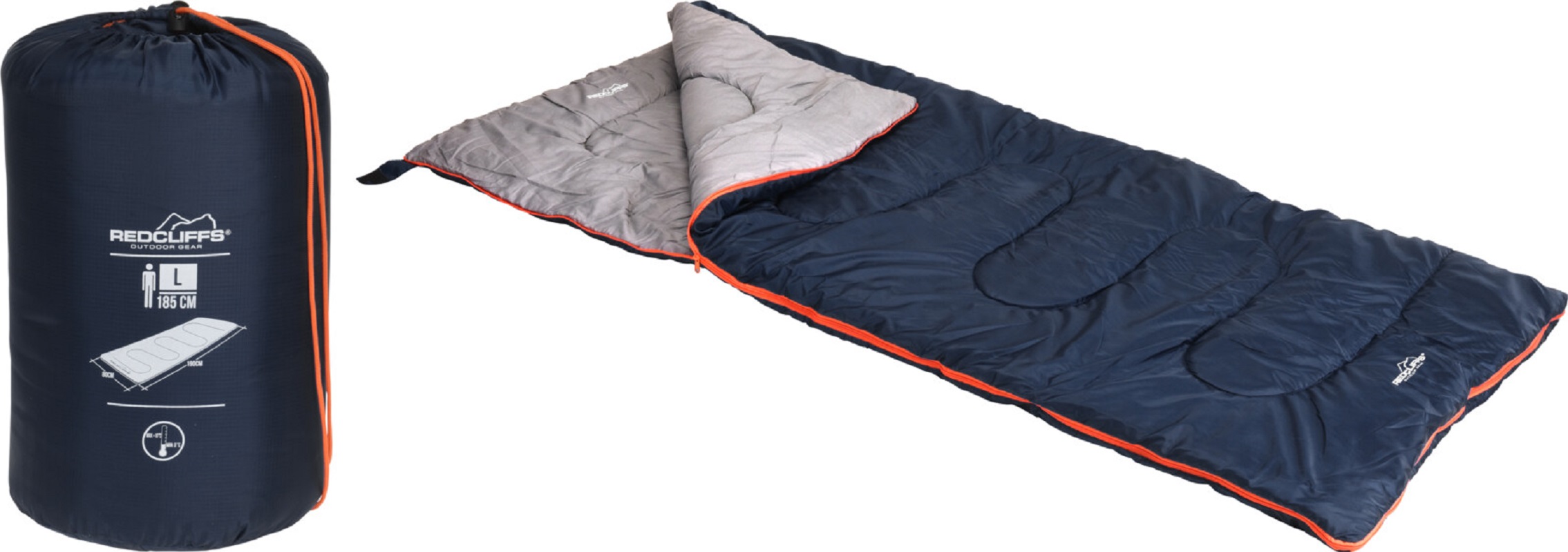 Redcliffs Sac de couchage pliable portable pour camping en plein air, coupe-vent, résistant aux insectes, froid, unisexe, grand format, 190 x 80 cm, bleu foncé