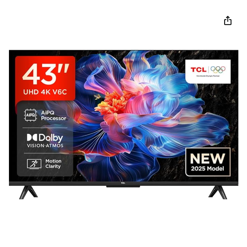 TCL 43V6C 43 Zoll 4K UHD  Smart TV  HDR10+, HVA-Panel, Dolby Vision