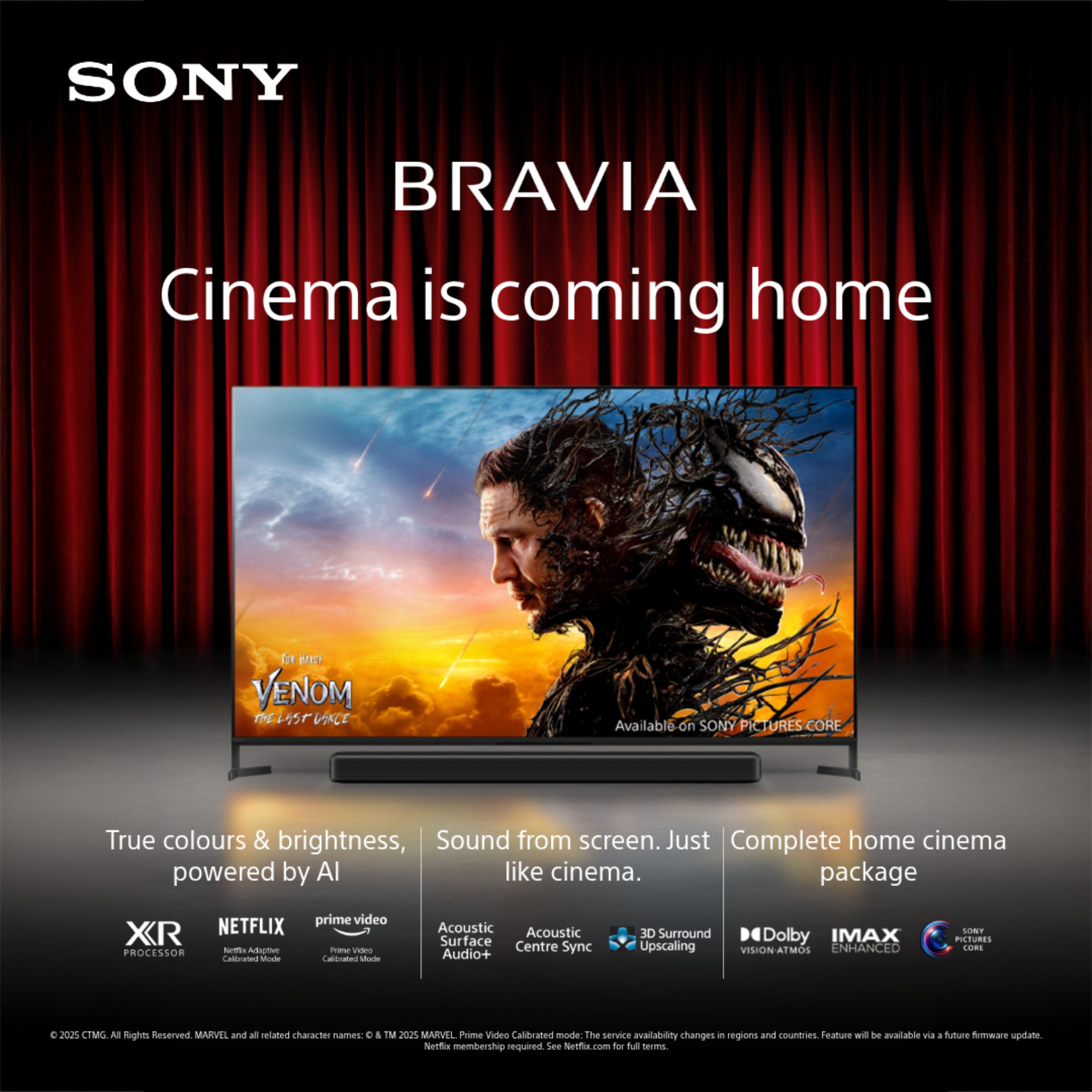 BRAVIA TV enhances your favorite content with stark brilliance & absolute contrast. Featuring cinematic sound-from-screen and packed with gaming tech.