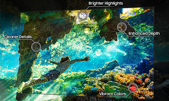 Dank Deep-Learning-Algorithmen analysiert der TV Standard-SDR-Inhalte und optimiert sie annähernd auf HDR-ähnliche Qualität.