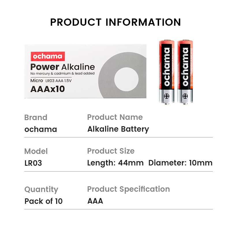Ochama Alkaline Batteries - AAA - Pack in 10