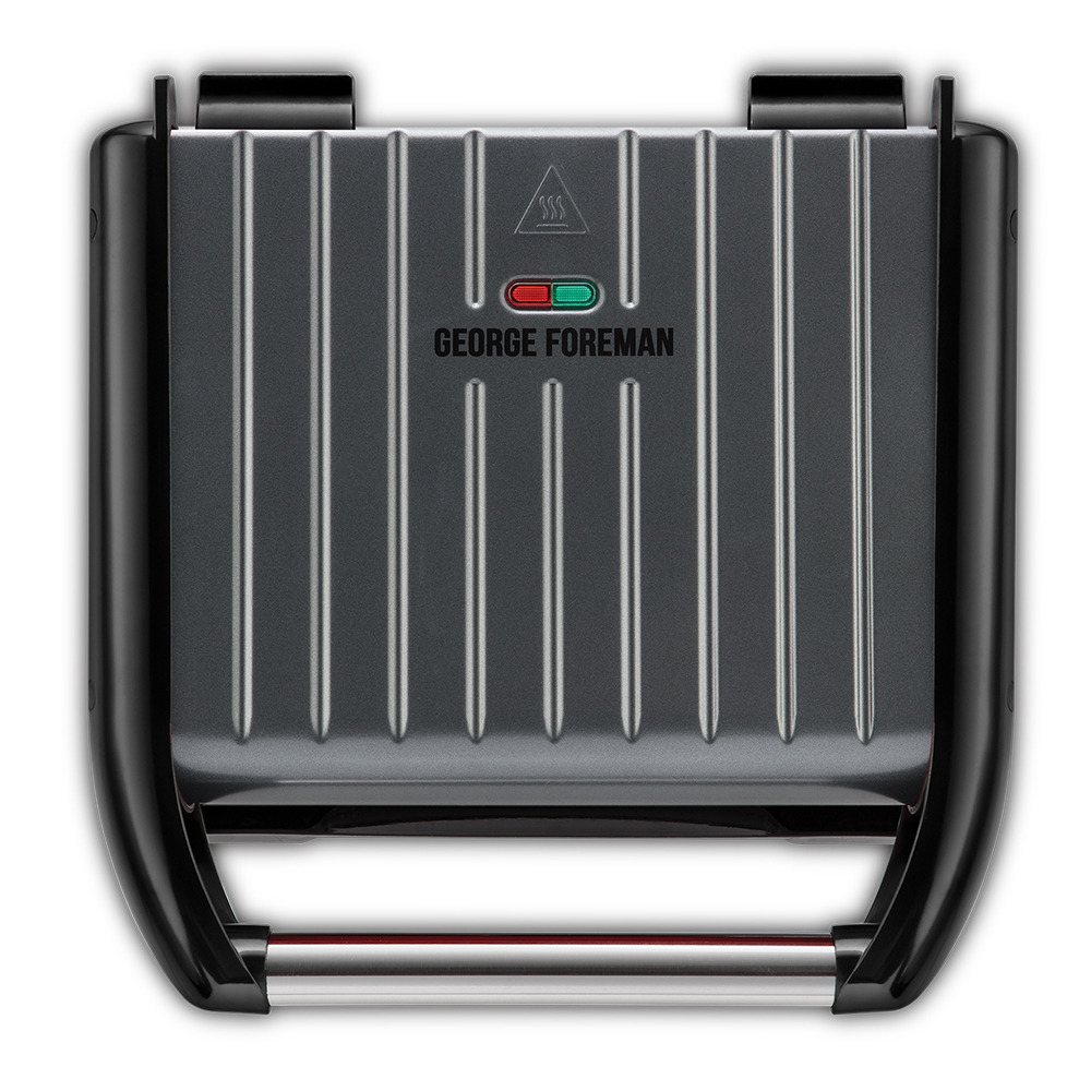 George Foreman Steel Grill - Medium, Grey, Non Stick, Fast Heat Up, Energy Saving, Multi Functional, Adjustable, Stylish - 25041