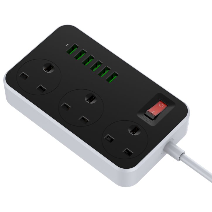 LDNIO Multi-Function Power Strip - Power Socket*3/ USB*6 - 2M - Black