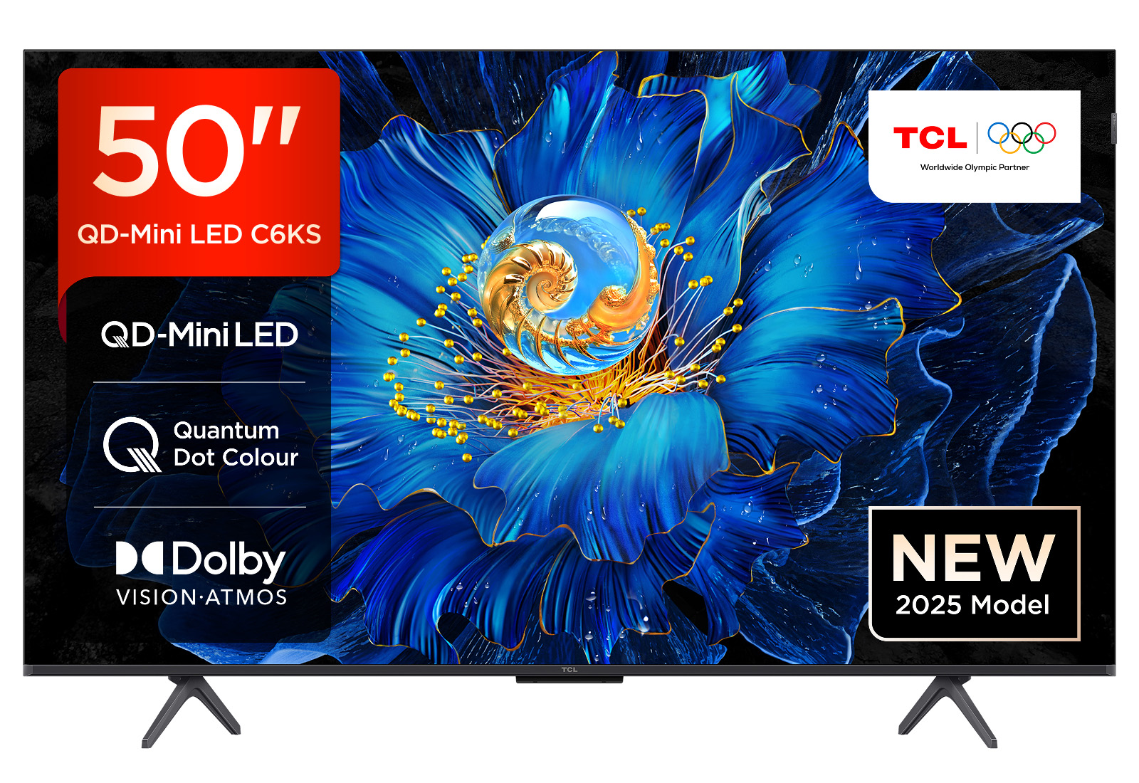 TCL 50C6KS 50” QD-Mini LED TV, 4K HDR Premium, Smart TV Powered by Google TV (Dolby Vision & Atmos, Game Master, Hands-Free Voice Control, compatible with Google Assistant, Apple AirPlay 2 & Alexa)