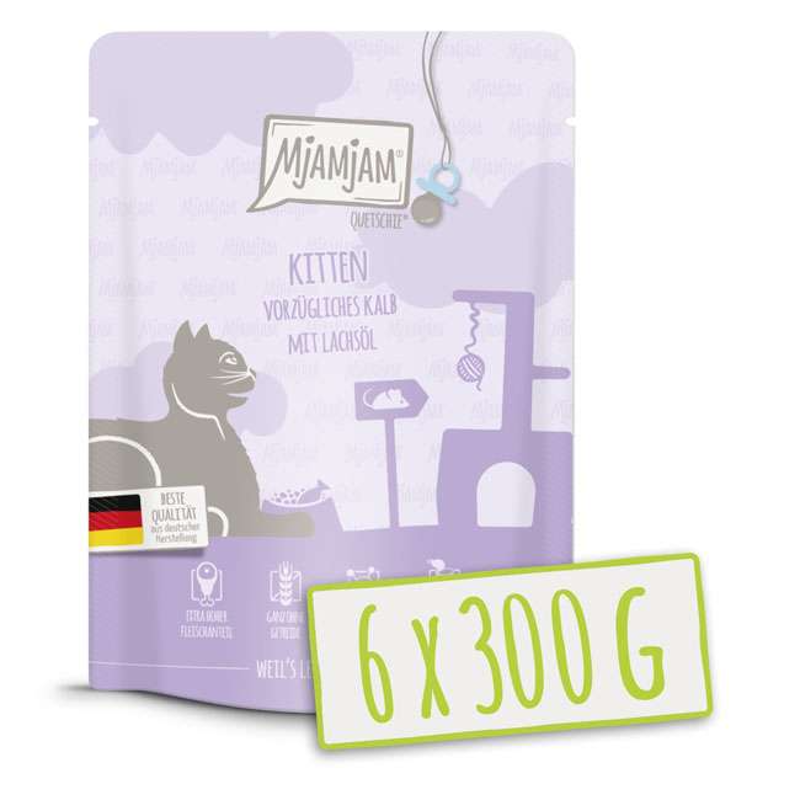 MjAMjAM - Quetschie - Kitten - Exquise Kalfsvlees met Zalmolie 300g*6