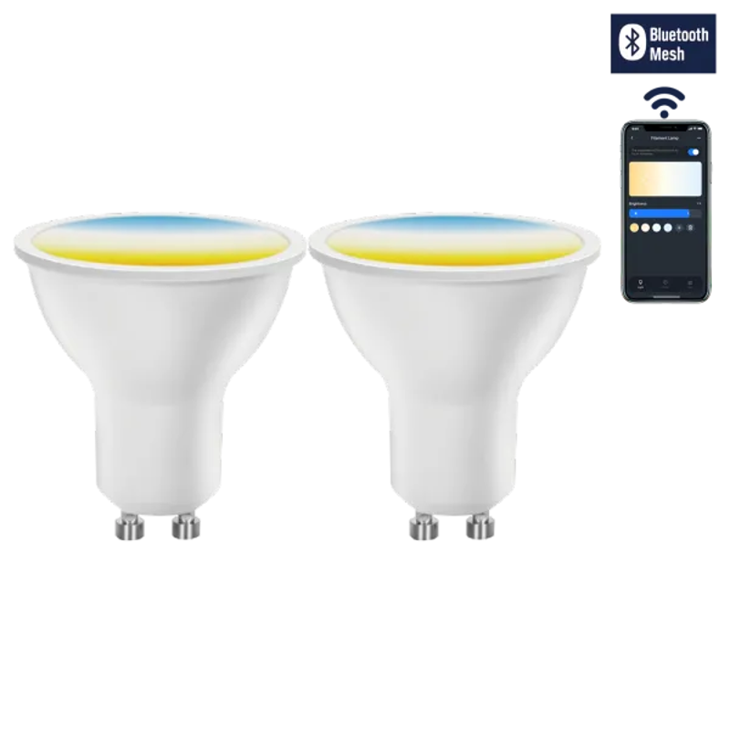 Aigostar Bluetooth-Mesh-Version/Smart GU10/GU10/6,5 W/CCT/Fernbedienung/2 Stück im Farbkarton