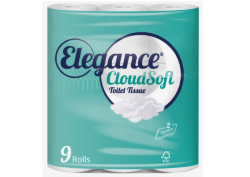 Elegance CloudSoft Toilet Tissue 2-Ply 9 Rolls