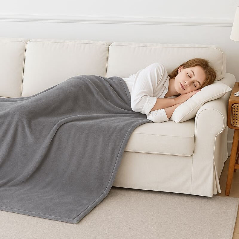 H.XUN Fluffy Flannel Blanket, Sleep Nap Sofa Blanket, For Outdoor and Air-Conditioned Rooms, Grey Small Size 127*152 cm