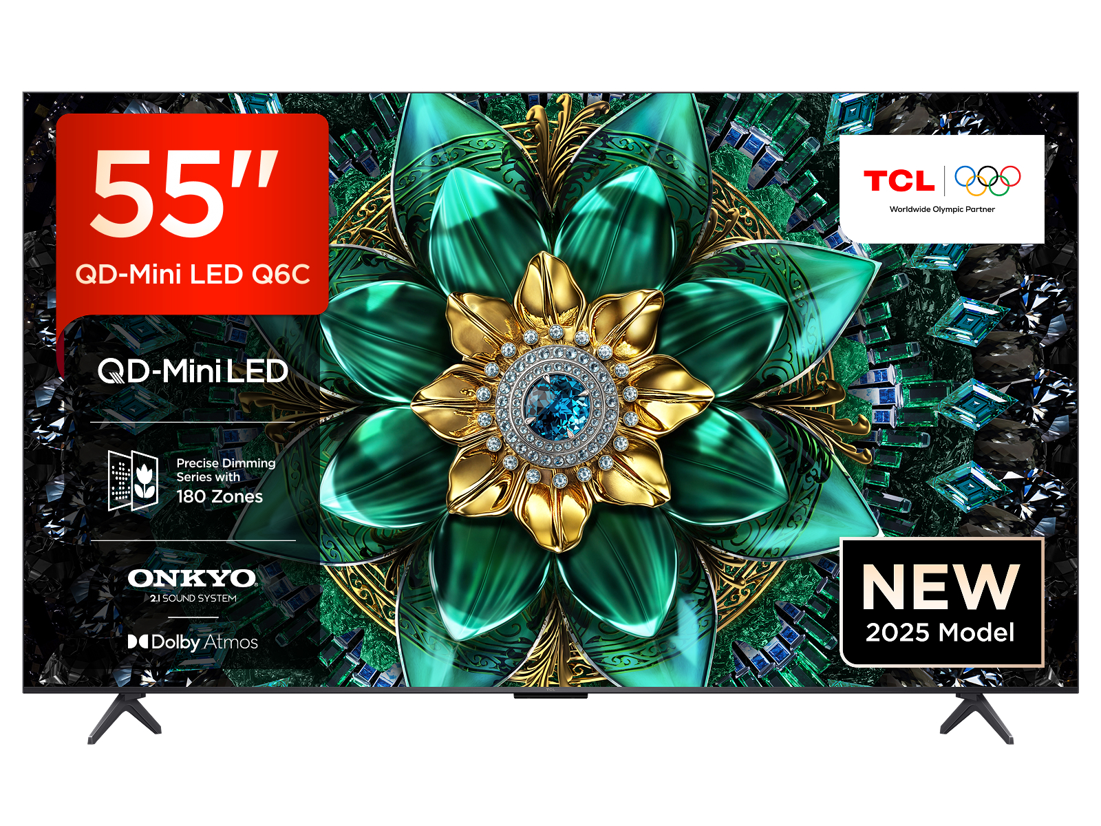 TCL 55Q6C-UK 55" QD-Mini LED TV, 4K HDR Premium 1000nits, Smart TV Powered by Google TV (Dolby Vision IQ & Atmos, Onkyo 2.1 Sound System, 144Hz Motion Clarity Pro, Game Master, 2025 New Model) [Energy Class E]