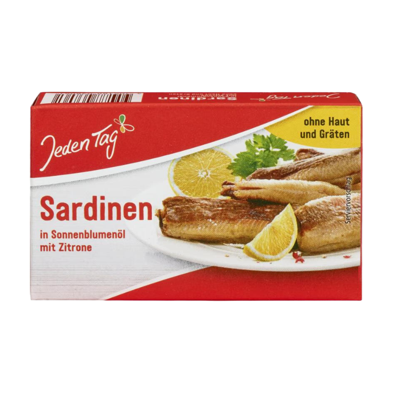 Jeden Tag Sardinen in Sonnenblumenöl ohne Haut und Gräten 90g