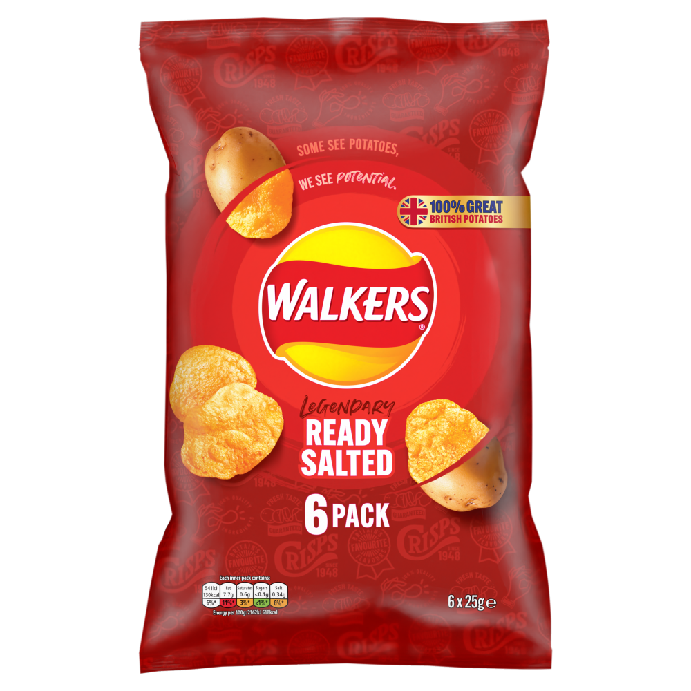 Walkers Ready Salted Crisps 6 x 25g