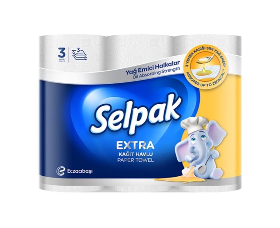 Selpak Lot de 3 rouleaux de papier absorbant extra absorbant Selpak