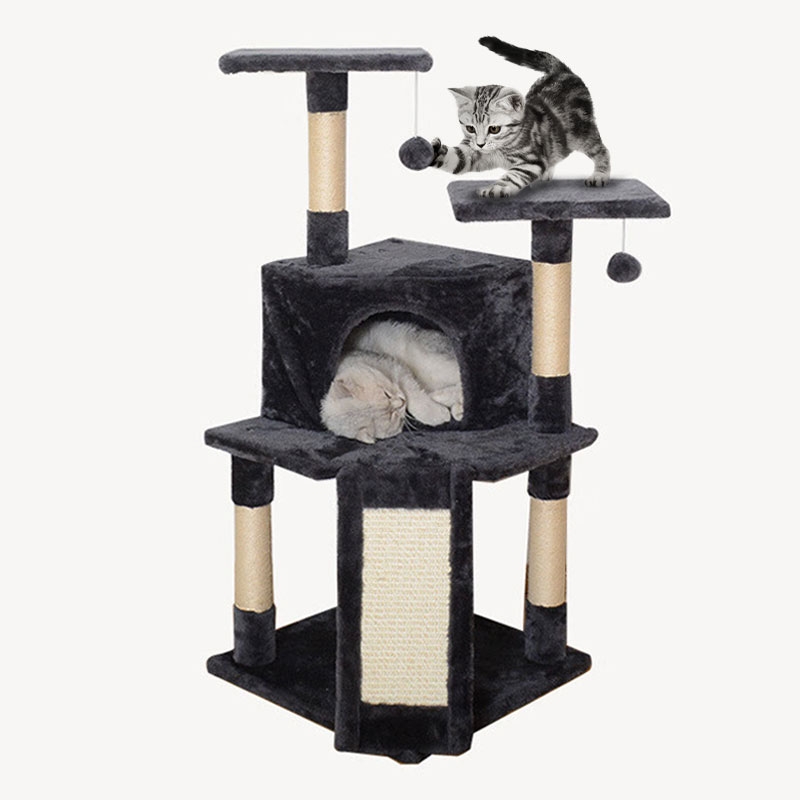 H.XUN Multi-Layer Kattenboom met Bed - Ruimtebesparend Ontwerp voor Grote Katten, Sisal Krabpalen Katten Klimrek , Kattenspeelgoed