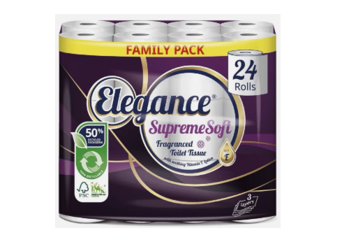 Elegance Supreme Soft Fragranced Toilet Tissue 3-Ply 24 Rolls Family Pack