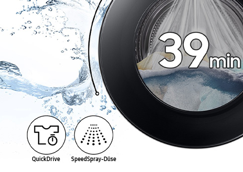 Mit dem SuperSpeed Programm kannst du 5 kg Alltagswäsche in nur 39 Minuten gründlich waschen.4