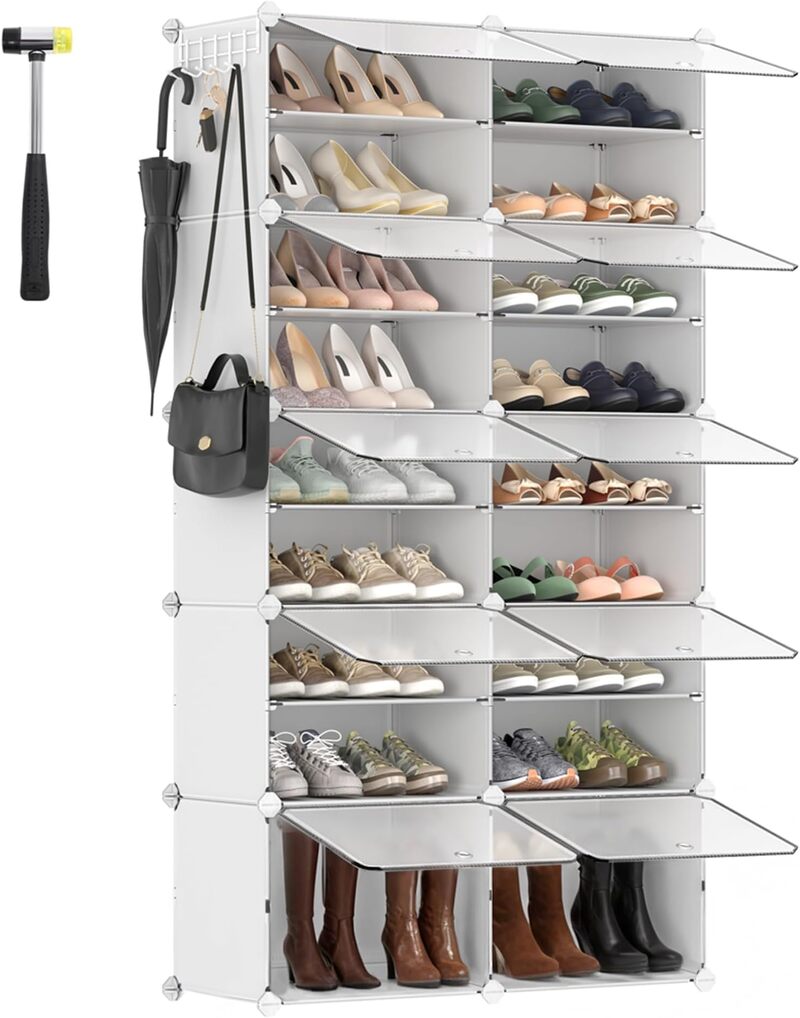 SONGMICS Schuhregal Aufbewahrungsboxen Schuhschrank - 30 x 40 x 30 cm pro Fach - 10 Fächer