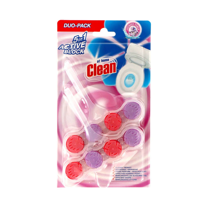 At Home Clean Toilet Block - 5 in 1 Lavender 2 x 45 g