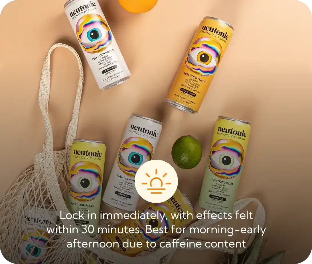 Our nootropics blend stacks evidence-backed doses of Cognizin®, Rhodiola Rosea, L-Theanine and Panax Ginseng with 120 mg natural caffeine and B-vitami