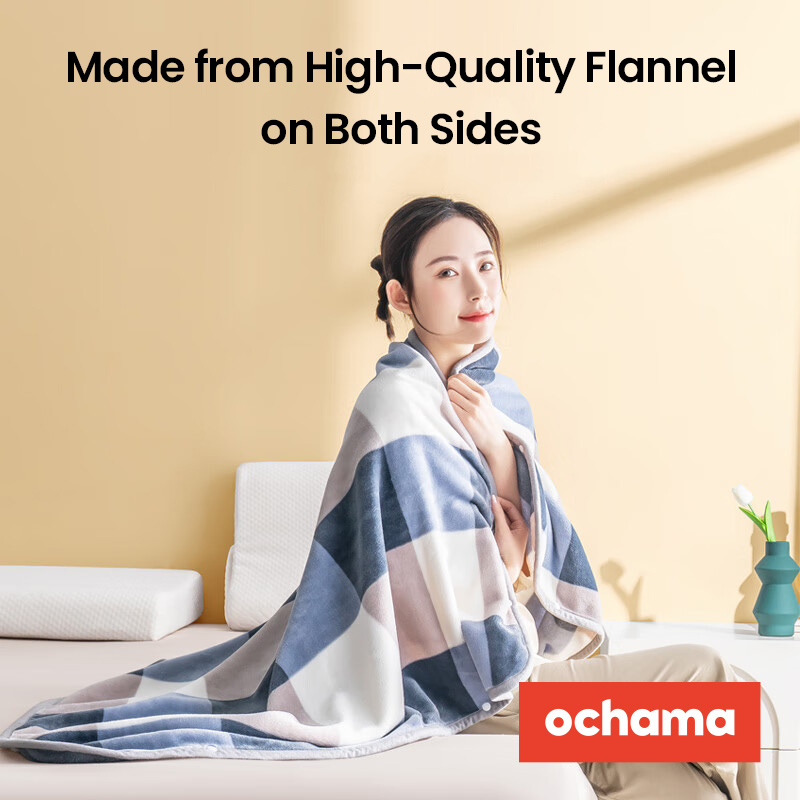 J.Zao Shawl Blanket Flannel Double Sided Thickened Nap Blanket - 480g - 100x140cm Grid 100*140 cm
