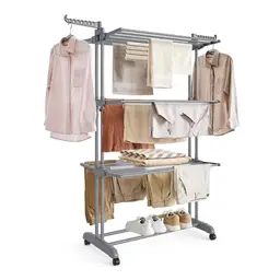 SONGMICS Clothes Drying Rack, 126.6x64.2x169.2cm, Grey