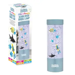 Global Gizmos Table Lamp Bubble Scuba Diver Multicolour/Blue