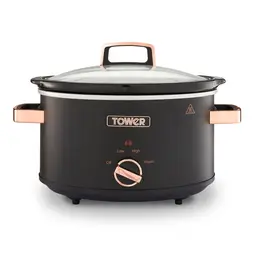 TOWER Cavaletto 3.5L Slow Cooker - Black & Rose Gold, with 3 Heat Settings, Removable Pot and Cool Touch Handles, T16042BLK