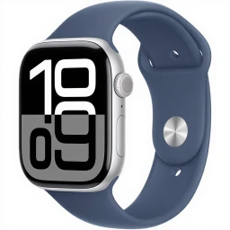 Apple Watch Series 10 GPS Wi‑Fi 46 mm Argent M/L 2024 Bracelet Sport Bleu M/L